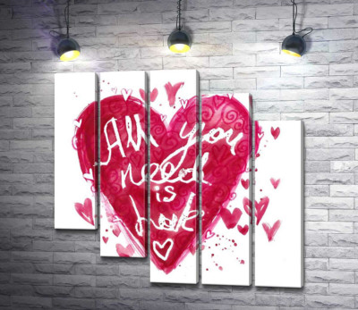Серце з написом "all you need is love"