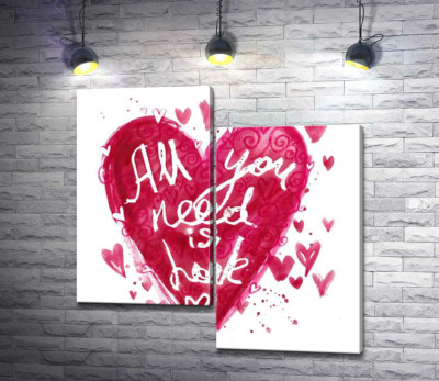 Сердце с надписью "all you need is love"