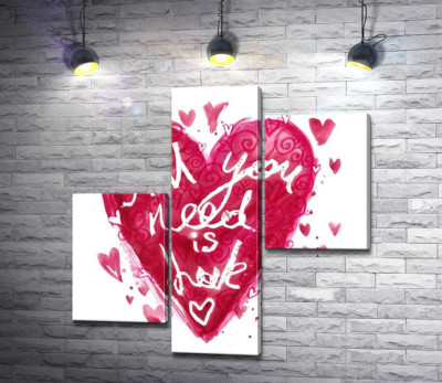 Сердце с надписью "all you need is love"
