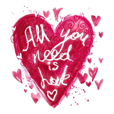 Серце з написом "all you need is love"