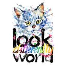 Серый котенок и надпись "look at the world differently"