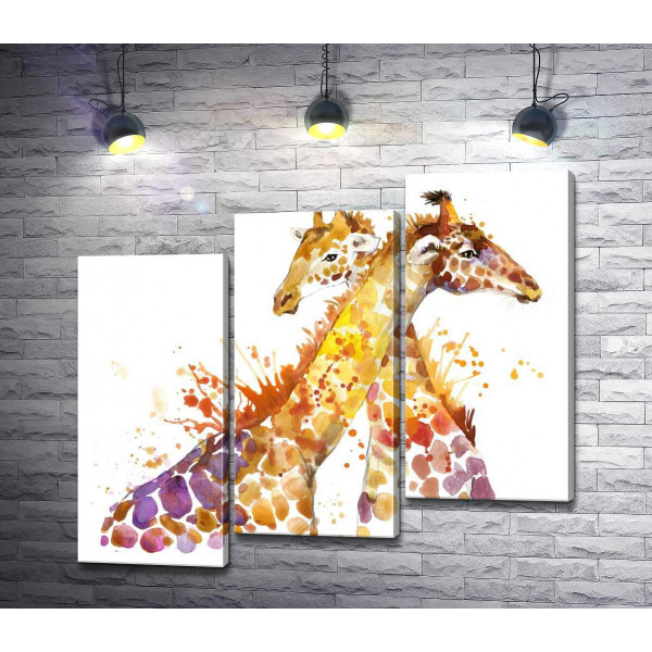Рыжие жирафы обнимаются