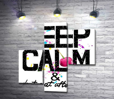 Надпись черными буквами "keep calm and don't eat after 6 p.m."