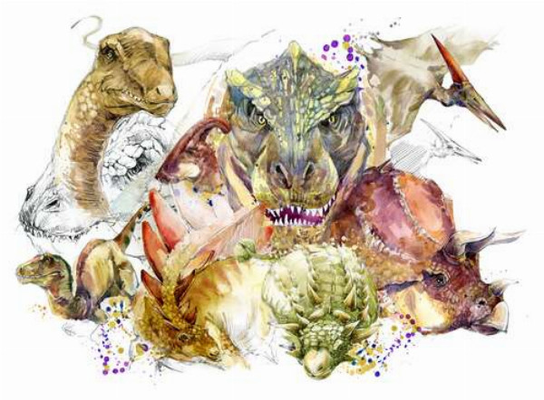 Группа доисторических динозавров