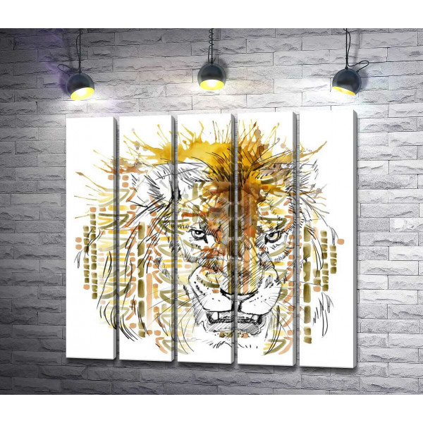 Хижий лев у візерунках орнаменту