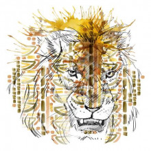 Хижий лев у візерунках орнаменту
