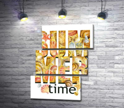Напис "summertime" всипаний морськими мушлями