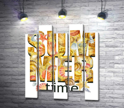 Напис "summertime" всипаний морськими мушлями