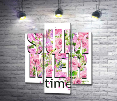 Модульная картина "Розовый узор надписи "summertime""