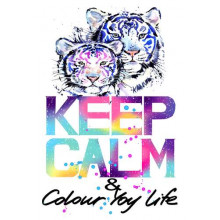 Білі тигри під написом "keep calm and colour your life"