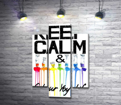 Краска вытекает из ярких тюбиков на надписи "keep calm and colour your life"