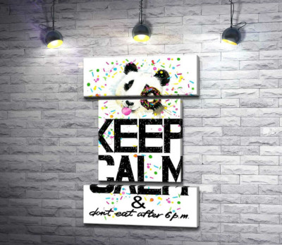 Модульна картина "Панда з м'яким донатсом над написом "keep calm and don't eat after 6 p.m.""