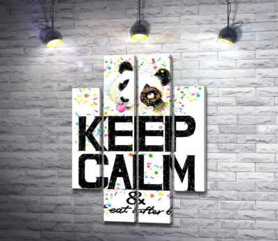 Панда з м'яким донатсом над написом "keep calm and don't eat after 6 p.m."
