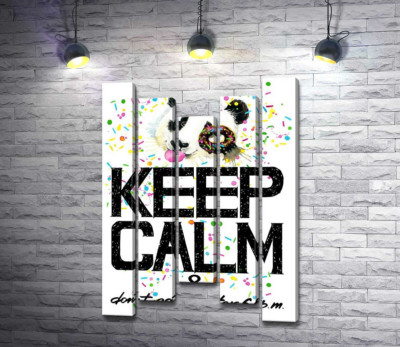Модульна картина "Панда з м'яким донатсом над написом "keep calm and don't eat after 6 p.m.""