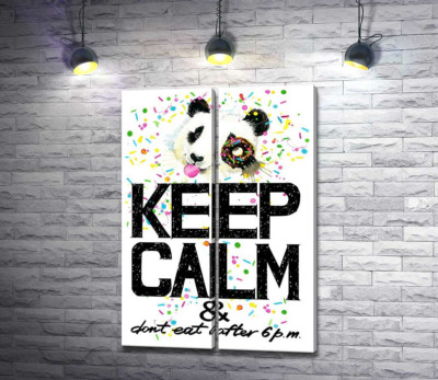 Модульна картина "Панда з м'яким донатсом над написом "keep calm and don't eat after 6 p.m.""