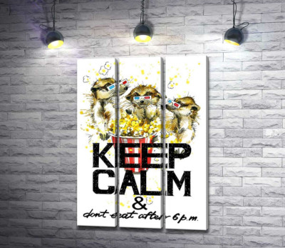 Ховрахи з попкорном за написом "keep calm and don't eat after 6 p.m."