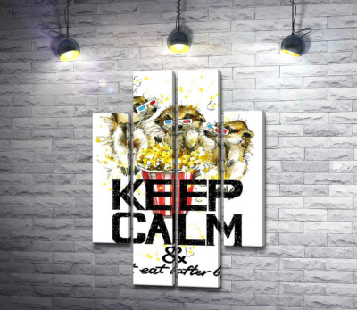 Модульна картина "Ховрахи з попкорном за написом "keep calm and don't eat after 6 p.m.""