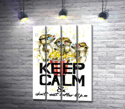 Ховрахи з попкорном за написом "keep calm and don't eat after 6 p.m."