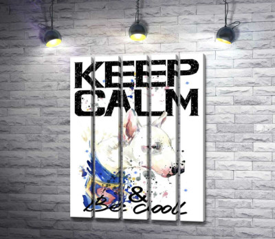 Модульна картина "Профіль бультер'єра серед напису "keep calm and be cool""