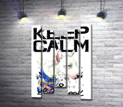 Модульна картина "Профіль бультер'єра серед напису "keep calm and be cool""