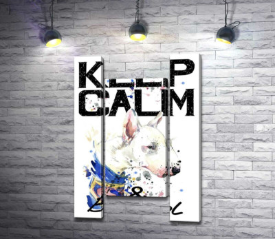 Модульна картина "Профіль бультер'єра серед напису "keep calm and be cool""