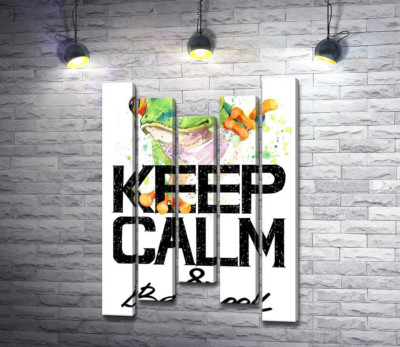 Модульная картина "Древесная лягушка за надписью "keep calm and be cool""