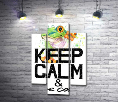 Модульна картина "Деревна жаба за написом "keep calm and be cool""