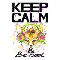 Лисиця фенек в навушниках серед напису "keep calm and be cool"