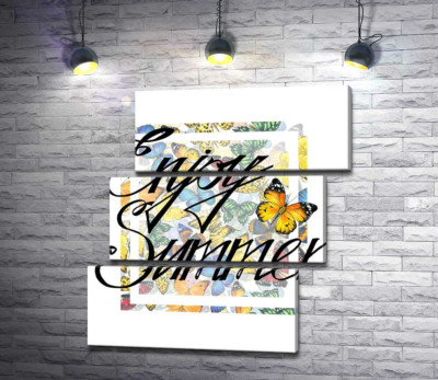 Модульная картина "Изысканная надпись "enjoy summer" на фоне бабочек"