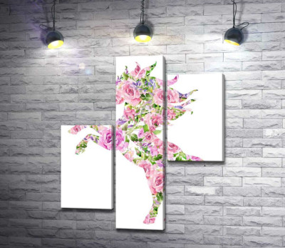 Силуэт единорога в розовом узоре