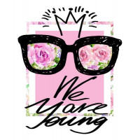 Черные очки с короной над надписью "we are young"
