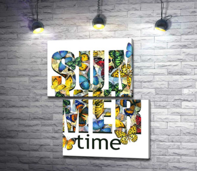 Узор из бабочек на надписи "summertime"