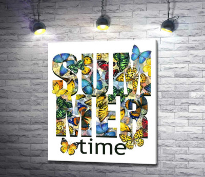 Узор из бабочек на надписи "summertime"