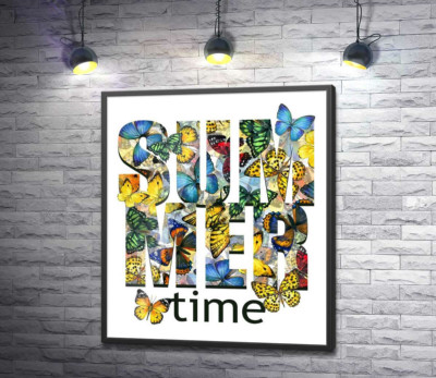 Постер "Візерунок з метеликів на написі "summertime""