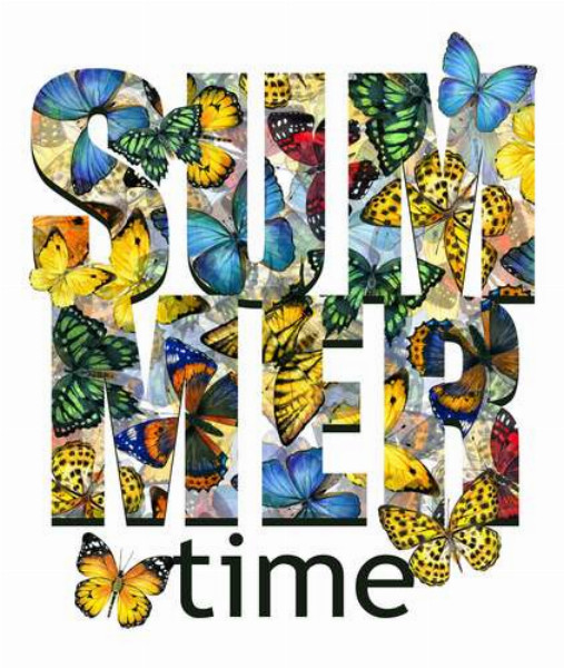 Візерунок з метеликів на написі "summertime"