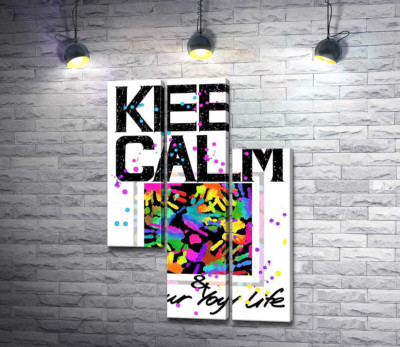 Модульна картина "Картина з долонь серед напису "keep calm and colour your life""