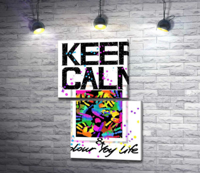 Модульна картина "Картина з долонь серед напису "keep calm and colour your life""