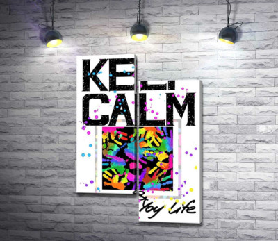 Модульна картина "Картина з долонь серед напису "keep calm and colour your life""