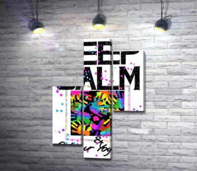 Модульная картина "Картина с ладоней среди надписи "keep calm and colour your life""
