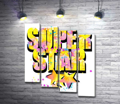 Модульна картина "Яскравий напис "super star""