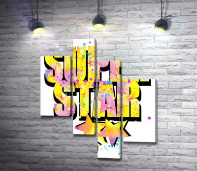 Модульна картина "Яскравий напис "super star""