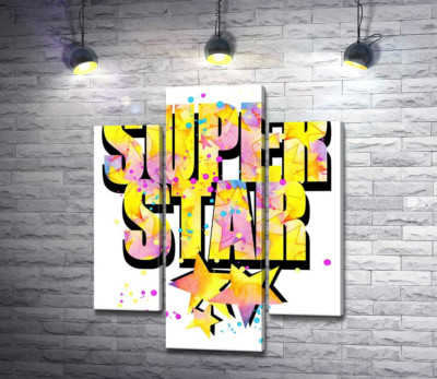 Модульна картина "Яскравий напис "super star""