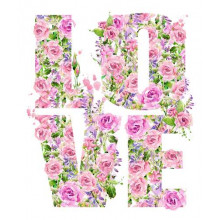 Надпись "love" из цветов роз