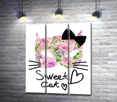 Розовая маска котика с надписью "sweet cat"