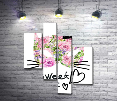 Трояндова маска котика із написом "sweet cat"