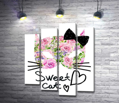 Розовая маска котика с надписью "sweet cat"