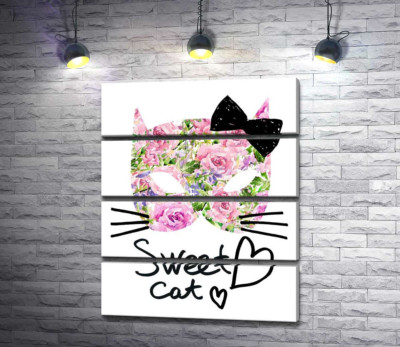 Трояндова маска котика із написом "sweet cat"