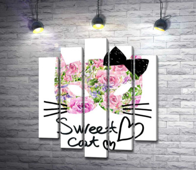 Трояндова маска котика із написом "sweet cat"