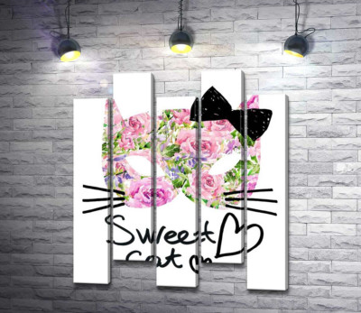 Трояндова маска котика із написом "sweet cat"