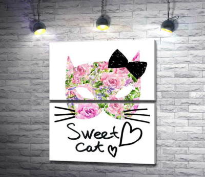 Трояндова маска котика із написом "sweet cat"